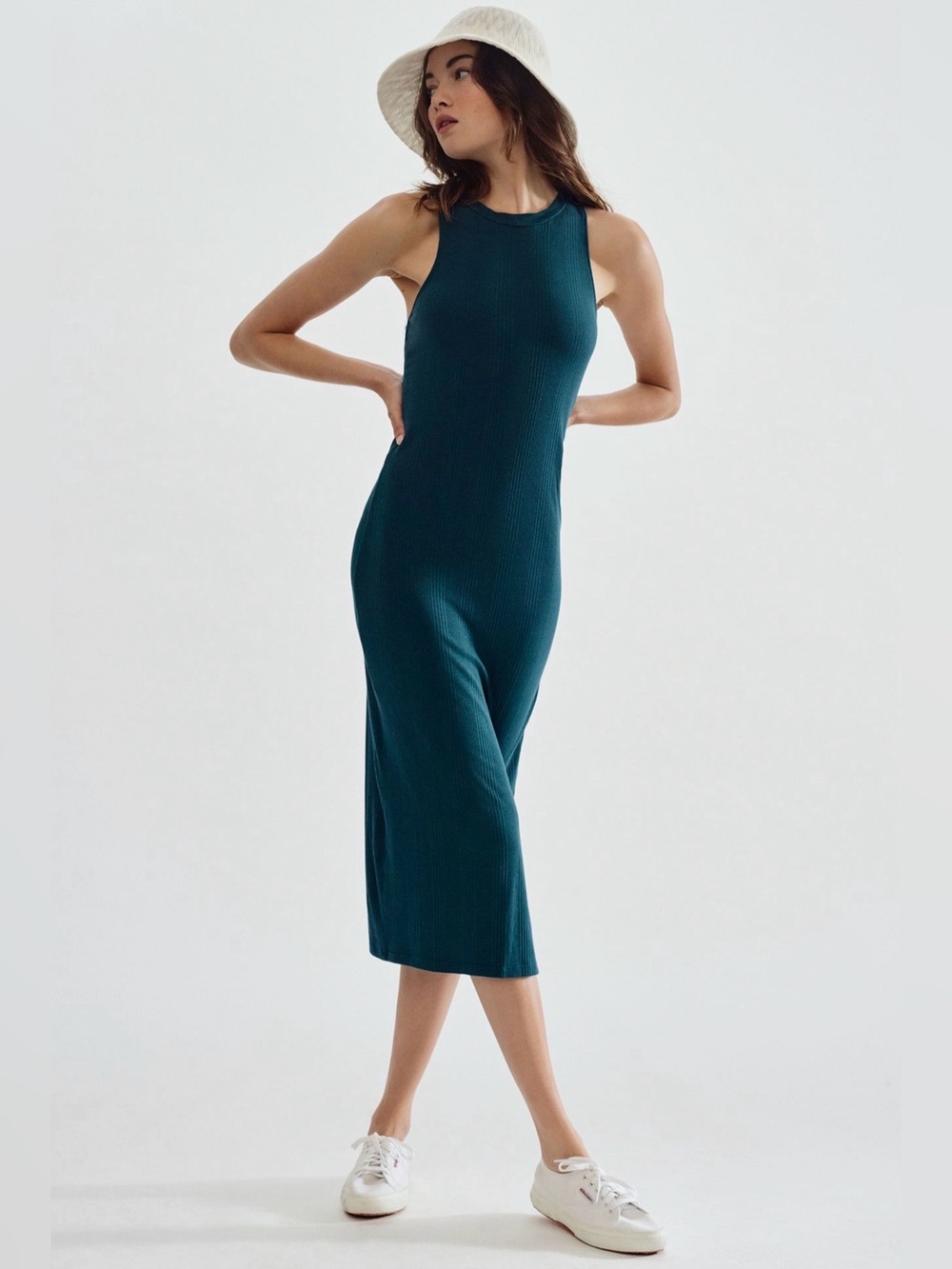 Anthropologie Ribbed Midi Skirt - Teal Green
